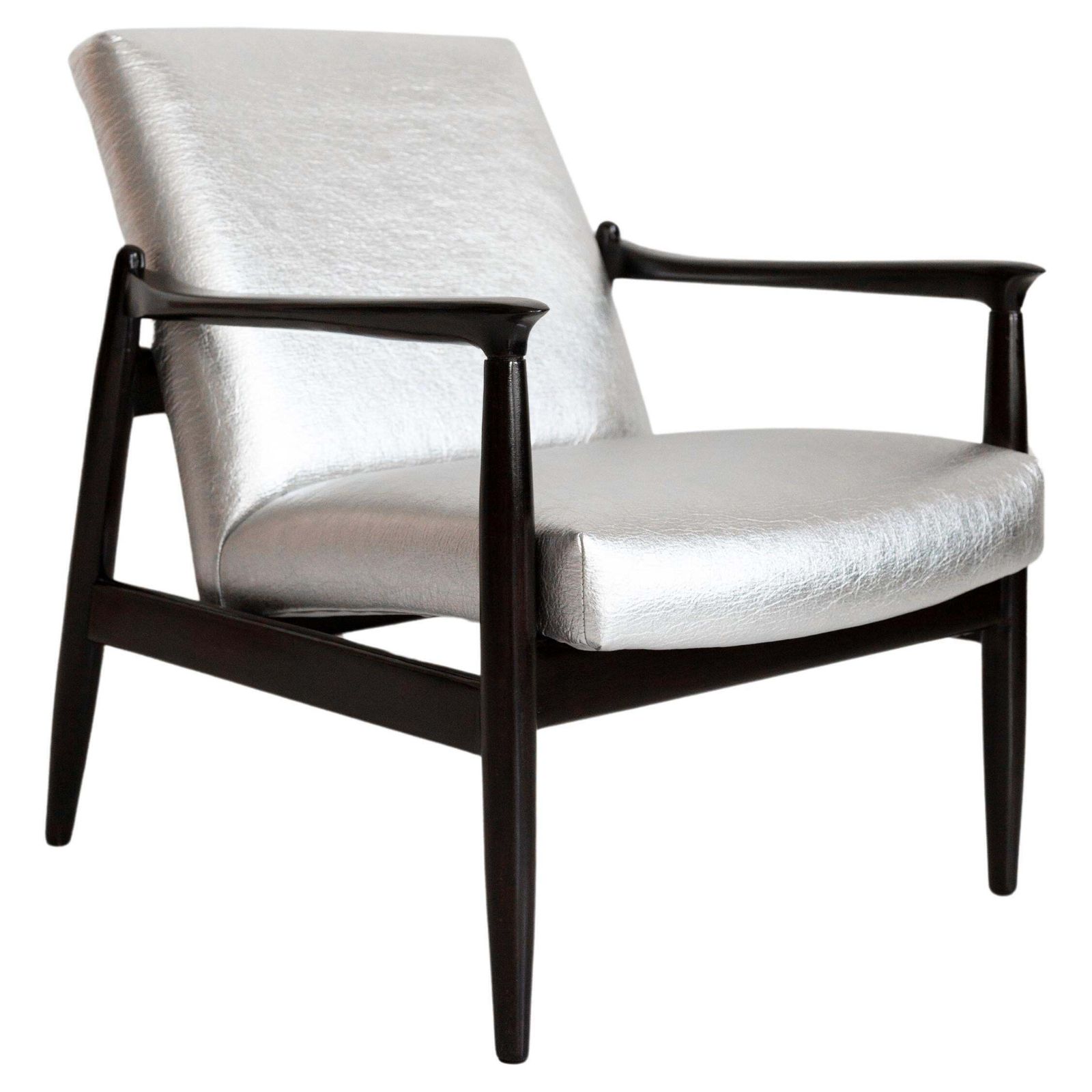 Mid Century Metallic Silver Pineapple Leather Gfm 64 Fauteuil, Homa, Europa, Jaren 1960