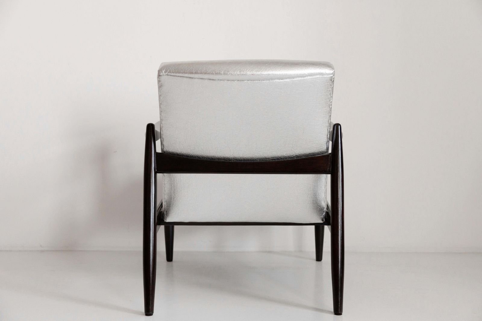 Furniture Midcentury Metalic Silver Pineapple Leather Gfm 64 Armchair, Homa, Europe, 1960s photo