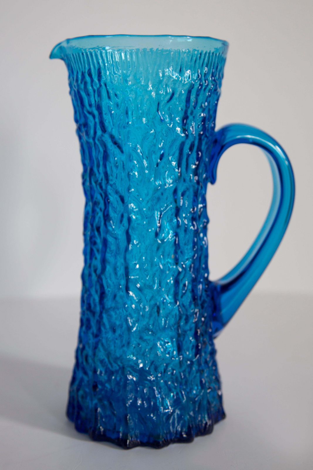 Mid Century Water Or Juice Pot, Pitcher, Blue Glass, Europe, 1960s photo for sale