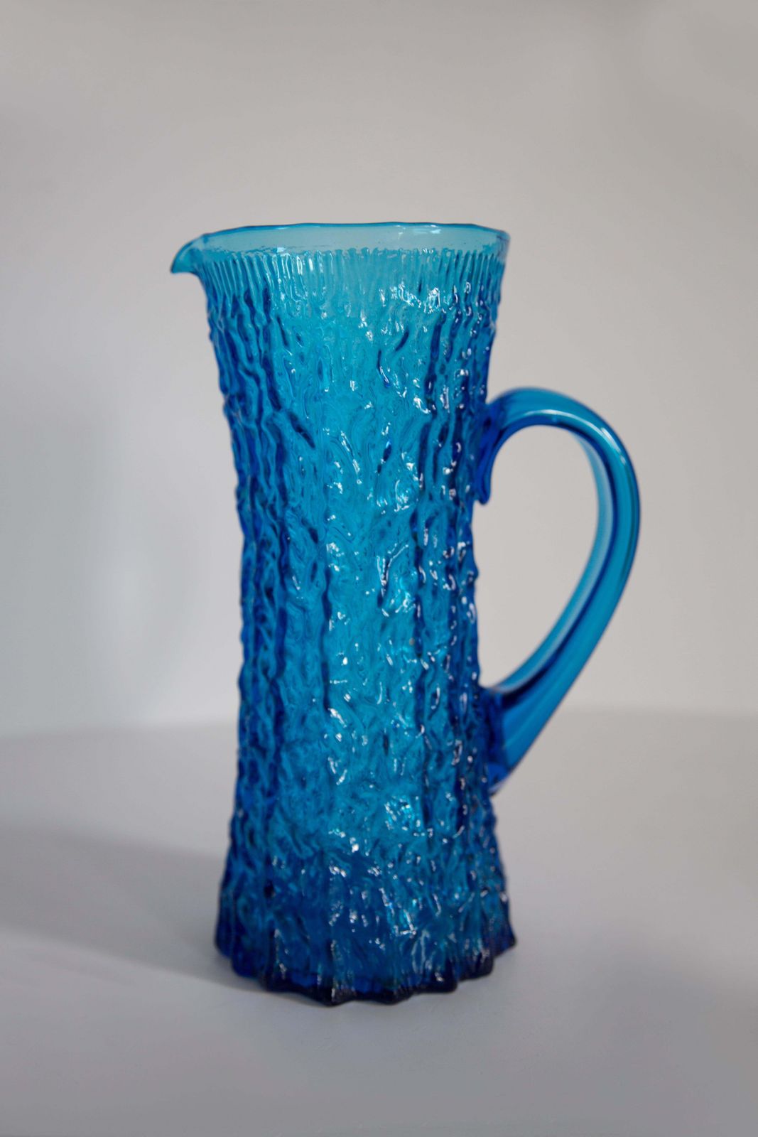 Mid Century Water Or Juice Pot, Pitcher, Blue Glass, Europe, 1960s photo Home Decor