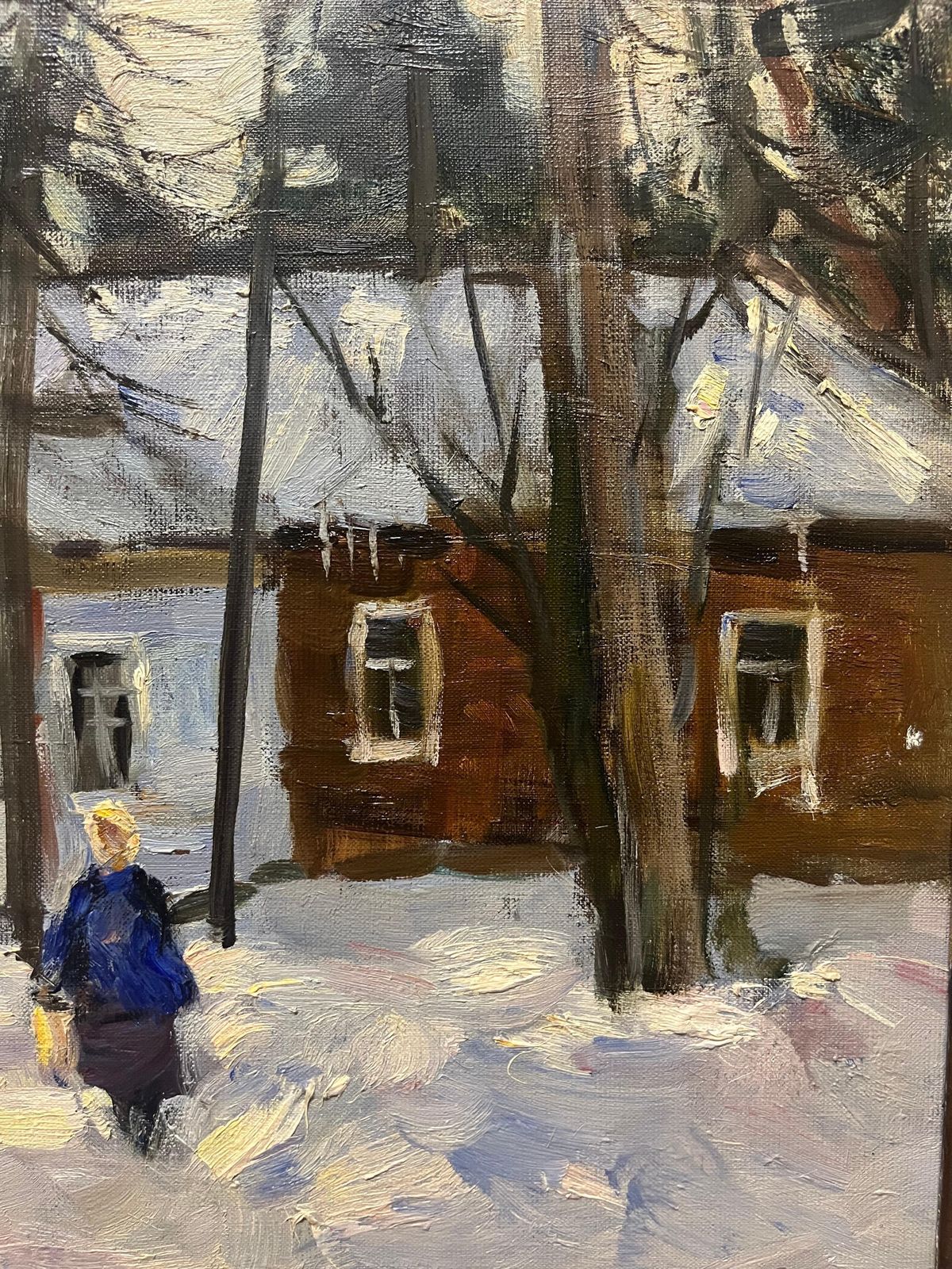 Boris Lavrenko"Red House In The Woods" Winter, Oil Cm.  55 X 41  19841984 photo Art