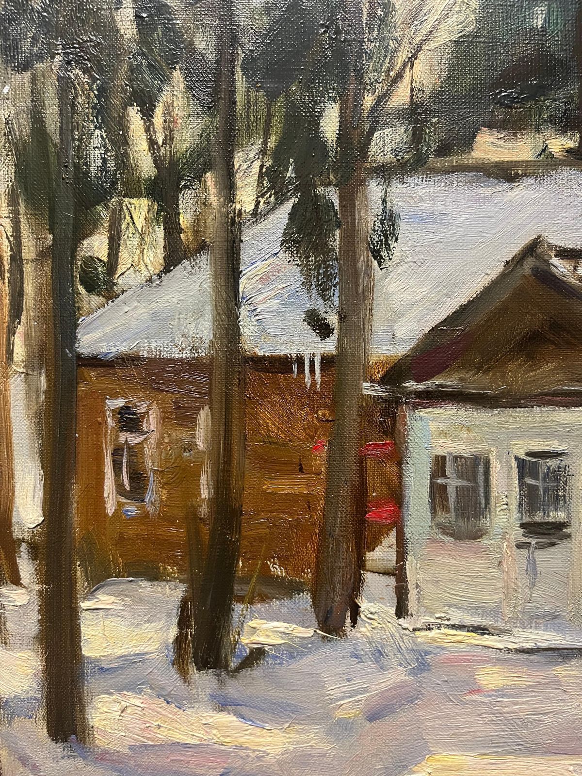 Boris Lavrenko"Red House In The Woods" Winter, Oil Cm.  55 X 41  19841984 photo 3272.0