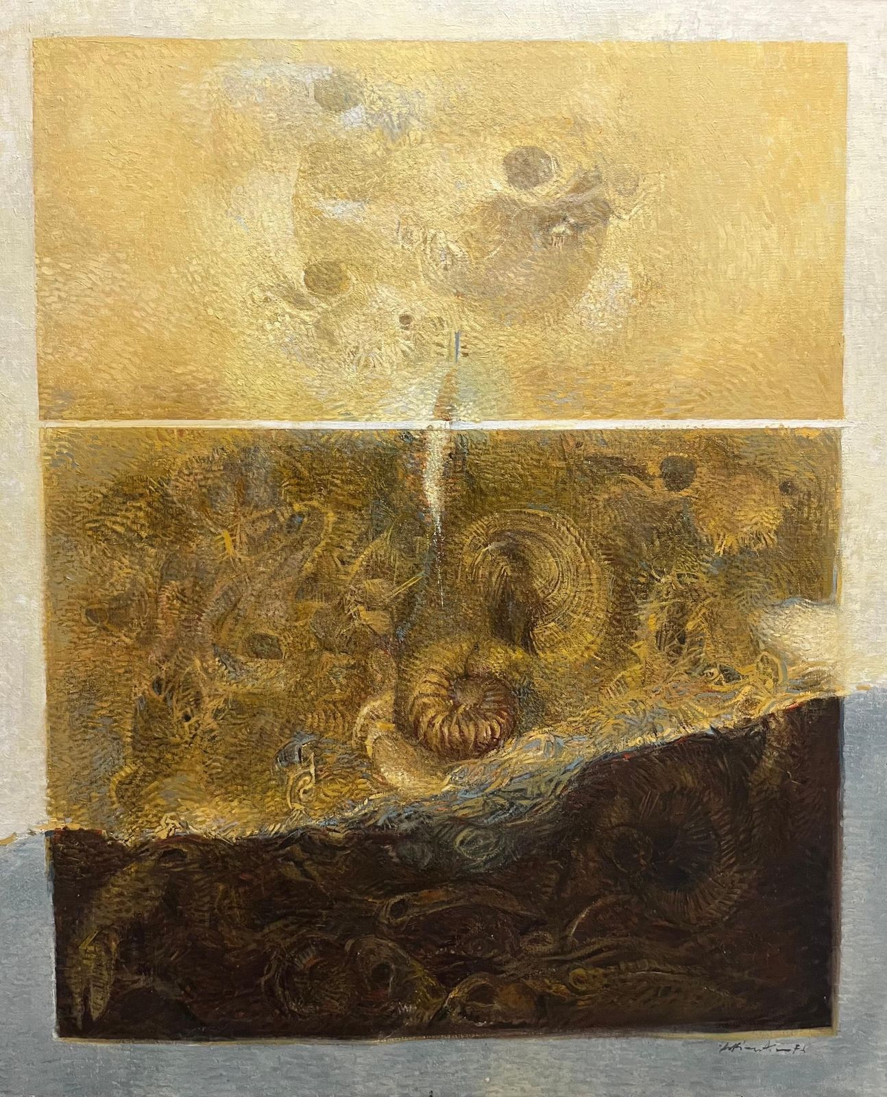 Giacomo Soffiantino"Fossils And Shells" Oil Cm. 100 X 120 Yellow, Brown  19601960