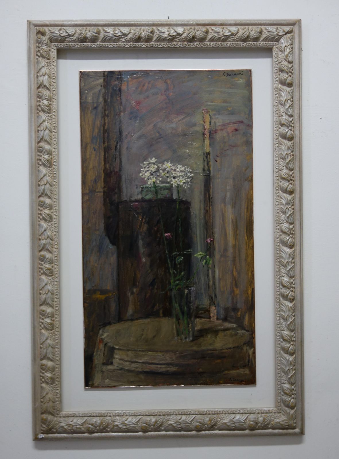Enzo Faraoniwhite Flowers" " Oil   Cm. 40 X 73 19701970 photo furniture
