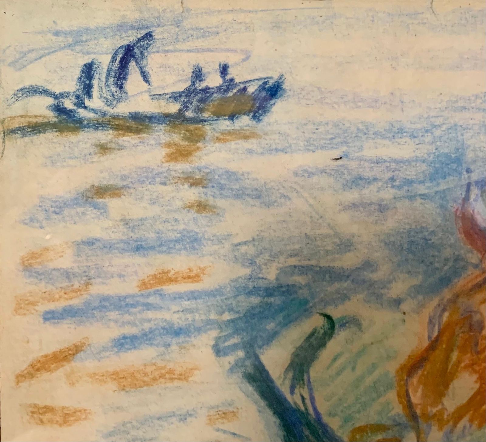 Gleb Savinov"Boat On The Lake" Pastel Cm. 29 X 21 19501950 photo Art