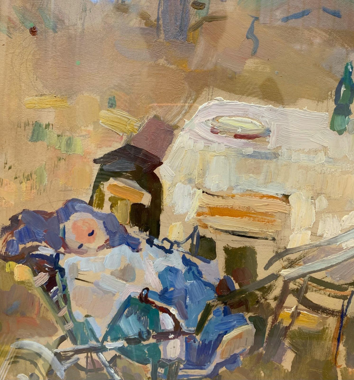 Gleb Savinov"Newborn In The Garden" Child, Garden Oil Cm.34 X 49 19741974 photo for sale