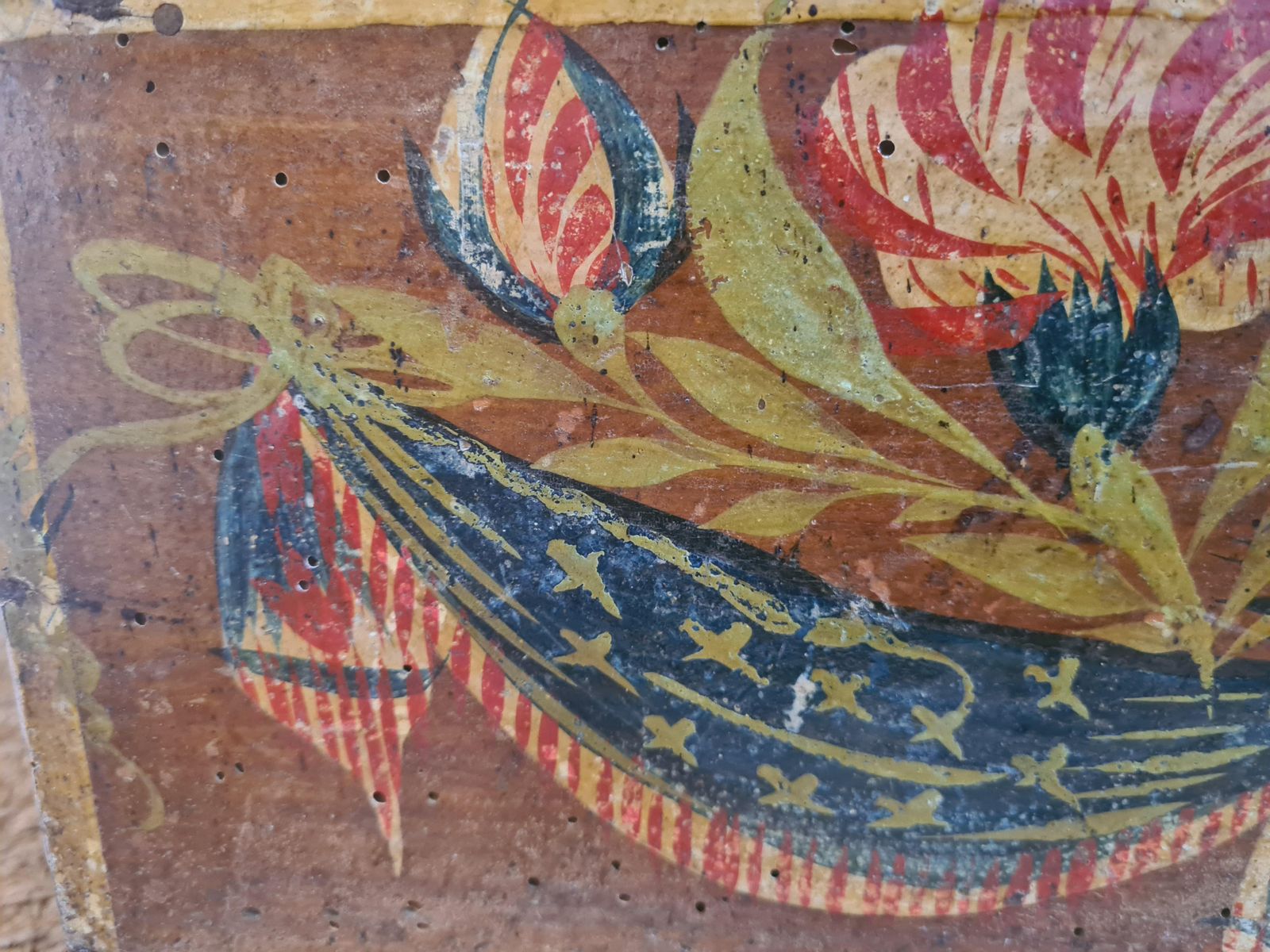 Unknownwedding Chest Of Corinne De Blaru, French 19th Century Folk Art Painted1840s photo for sale