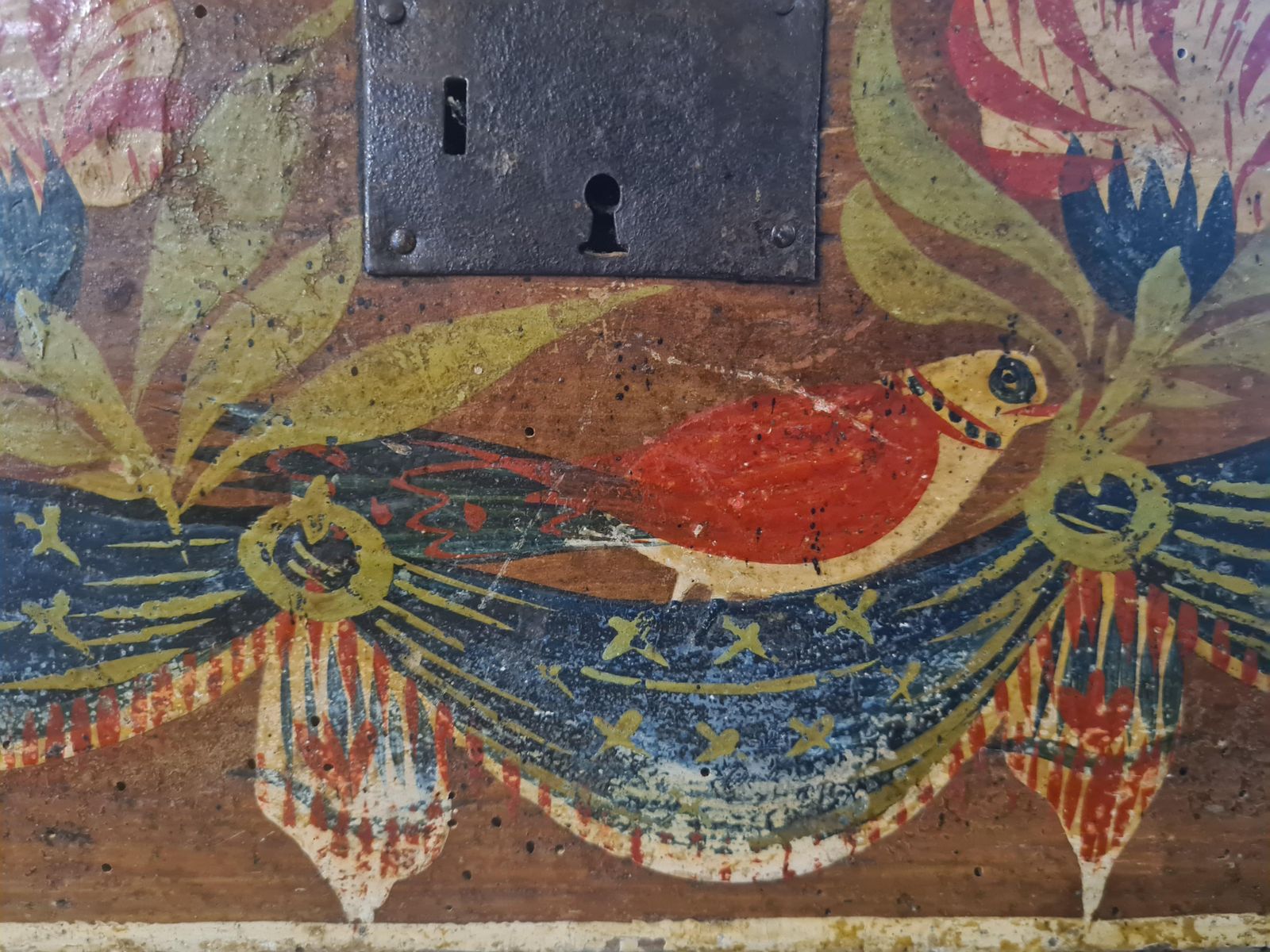 Unknownwedding Chest Of Corinne De Blaru, French 19th Century Folk Art Painted1840s photo Furniture