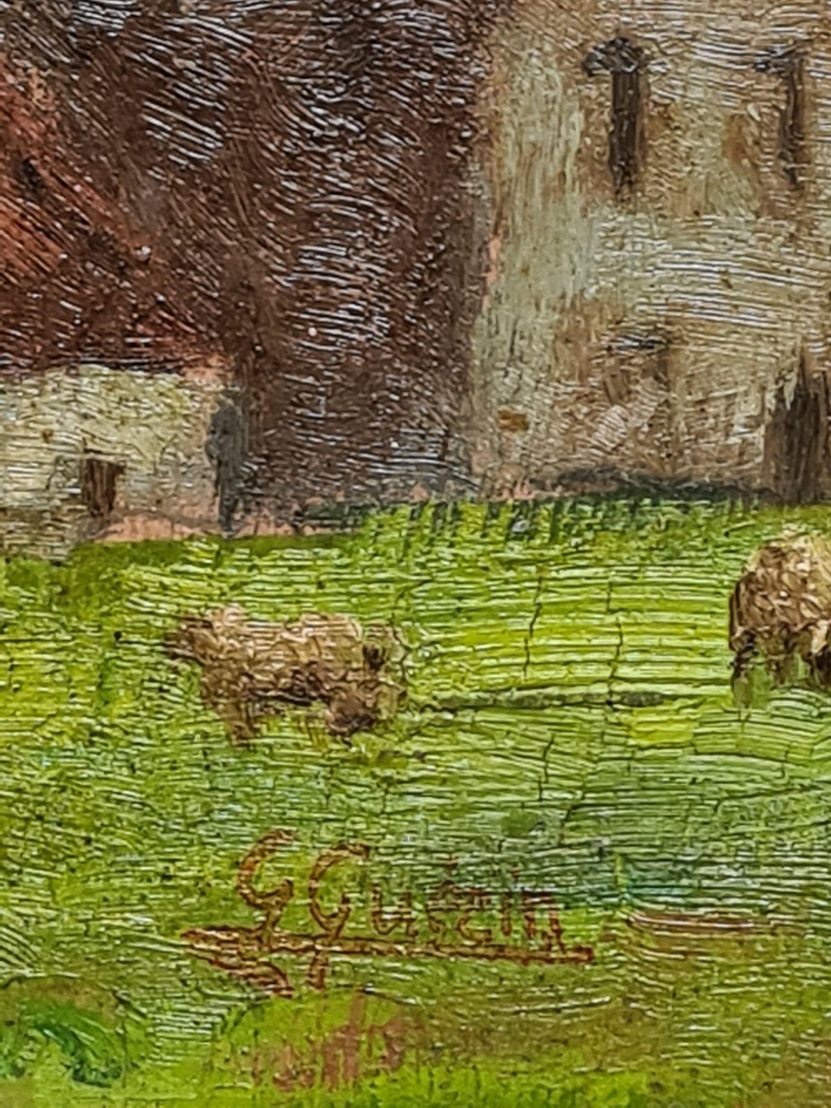 photo for sale Georges Guerinfrench Impressionist Barbizon School Landscape, Where Sheep Safely Graze1937