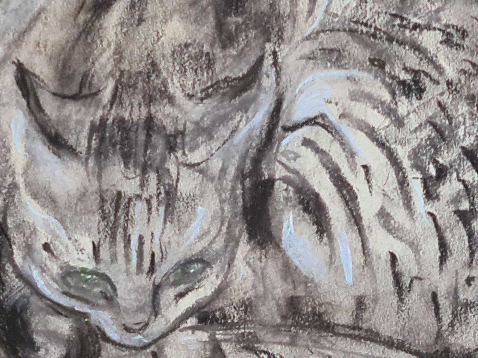 Renée Jullienparis School Pastel, The Resting Cat, Circle Of Léonard Tsuguharu Foujita photo Art
