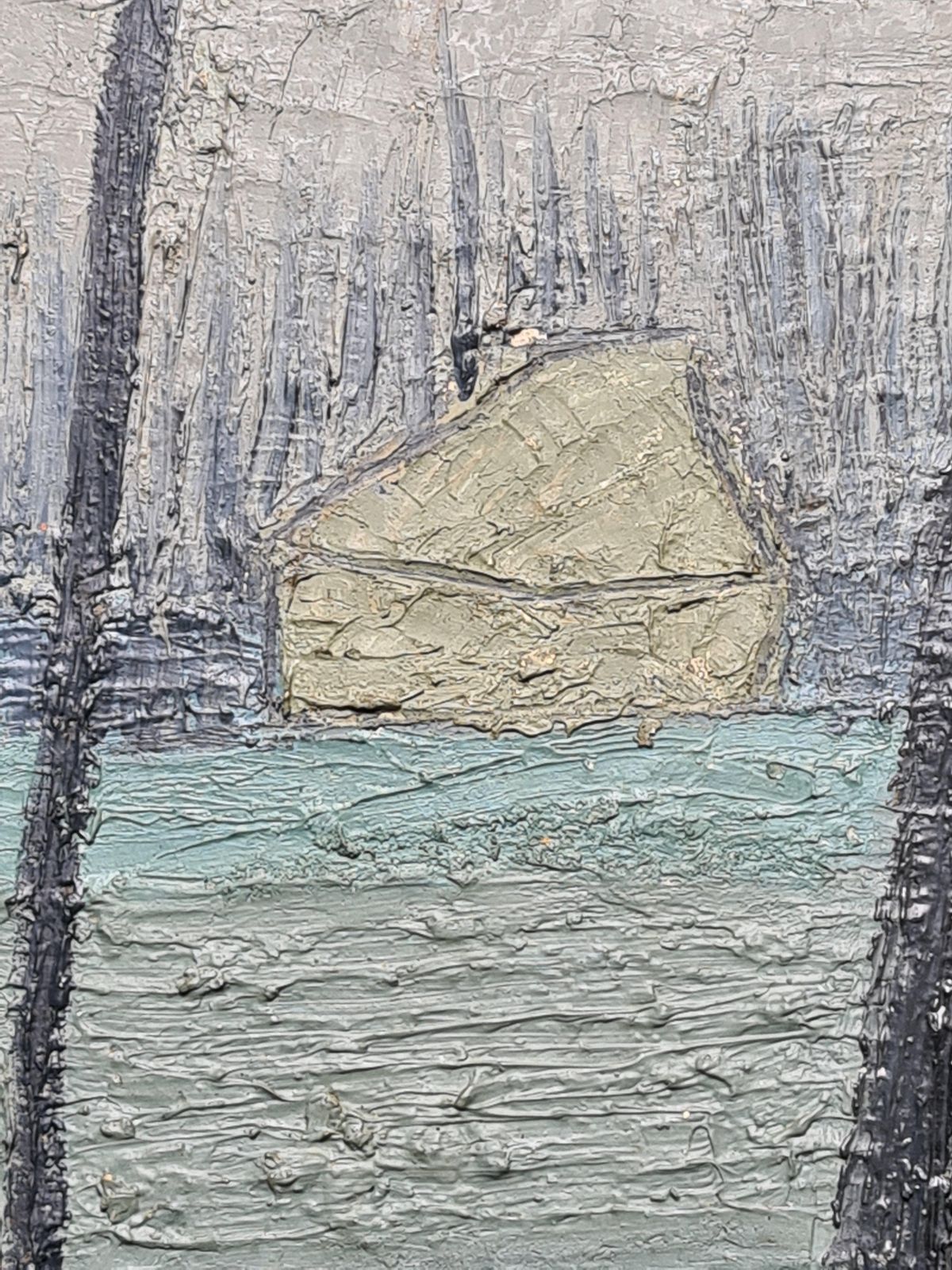Martini Lavanturemid Century Modern Large French Oil On Board Landscape, Paysage De Beauce1957 photo vintage
