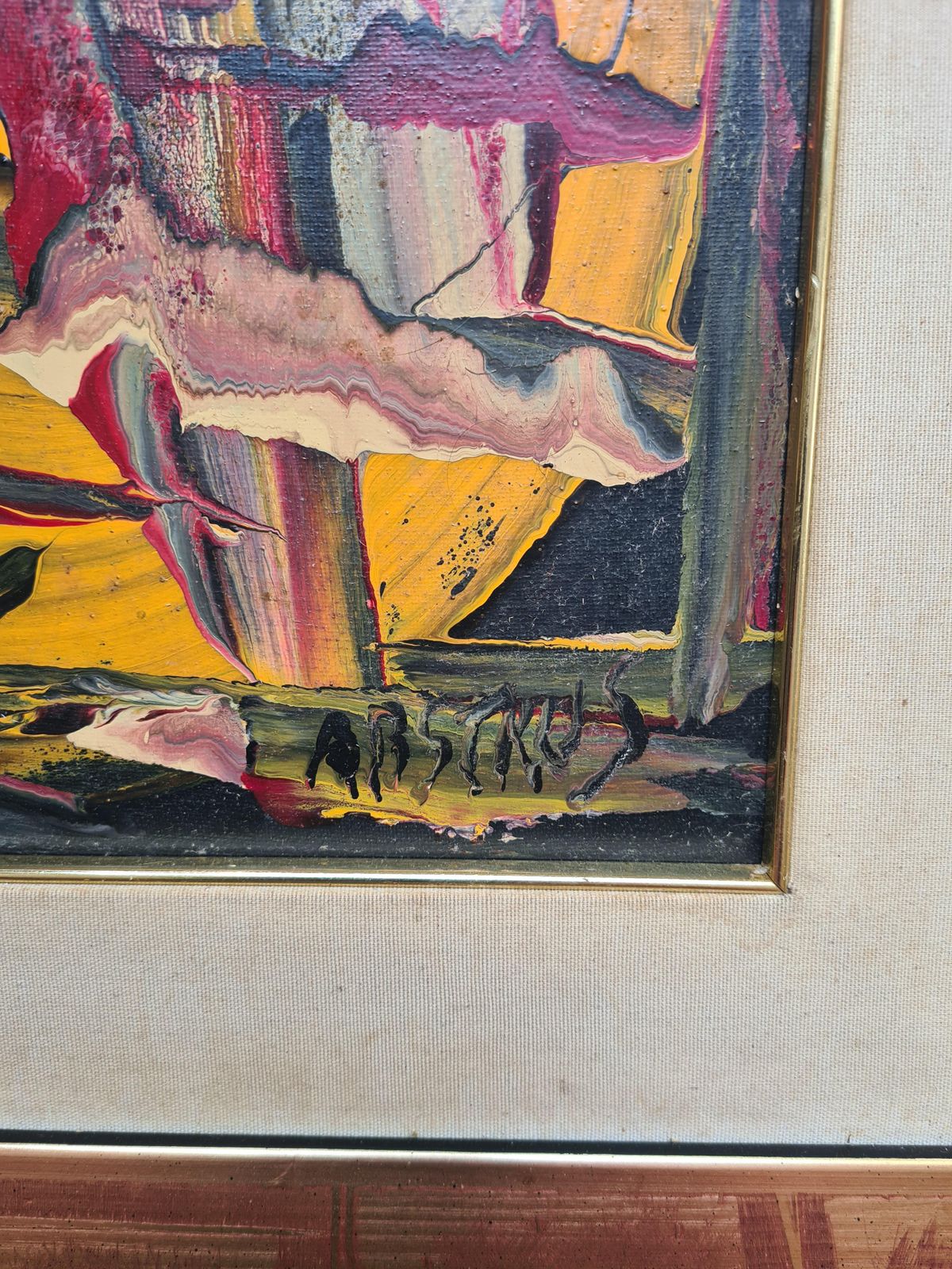 Abstrusfrench Abstract Expressionist Oil On Canvas, Les Alliance Au Crepuscule2000 photo for sale