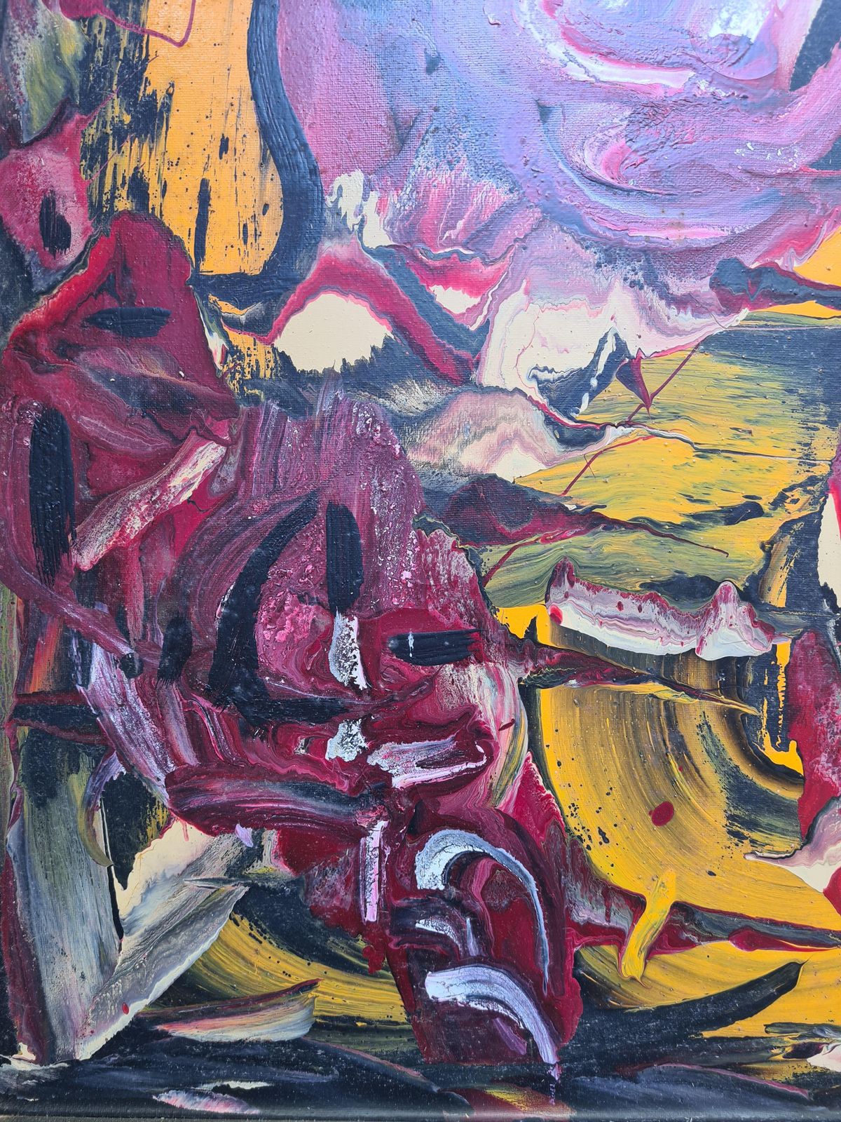 Abstrusfrench Abstract Expressionist Oil On Canvas, Les Alliance Au Crepuscule2000 photo Art
