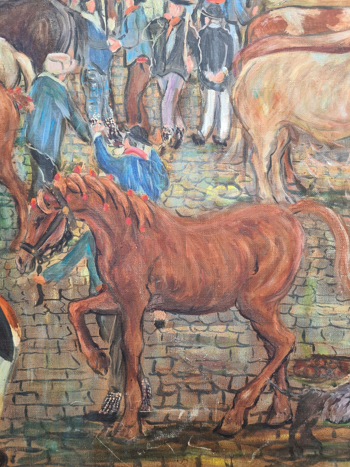 Tanimlarge Scale Early 20th Century Oil On Canvas, The Agriculture And Livestock Fair photo Art