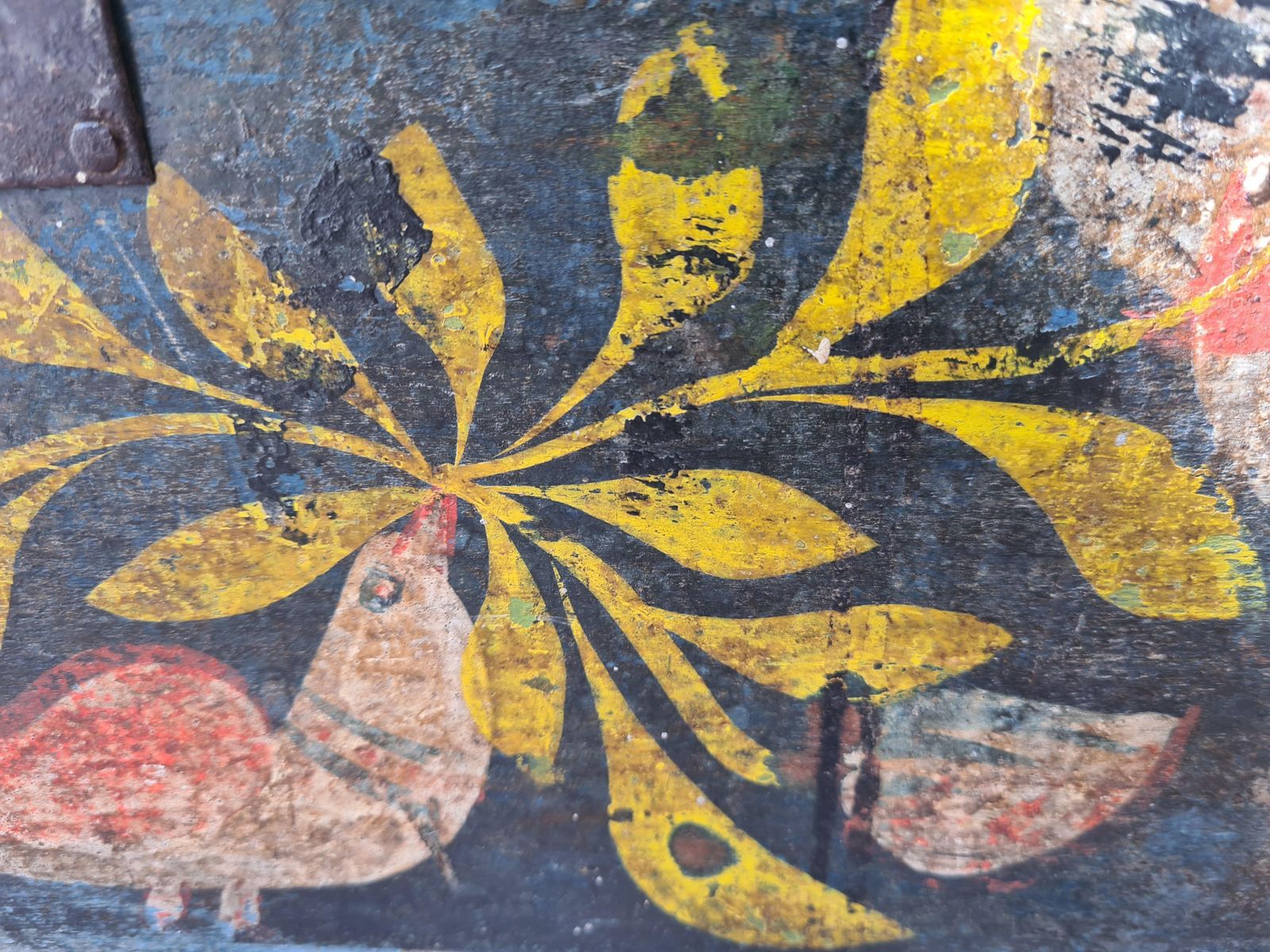 Unknowneuropean 19th Century Folk Art Painted Wooden Hope, Bridal Wedding Chest photo buy