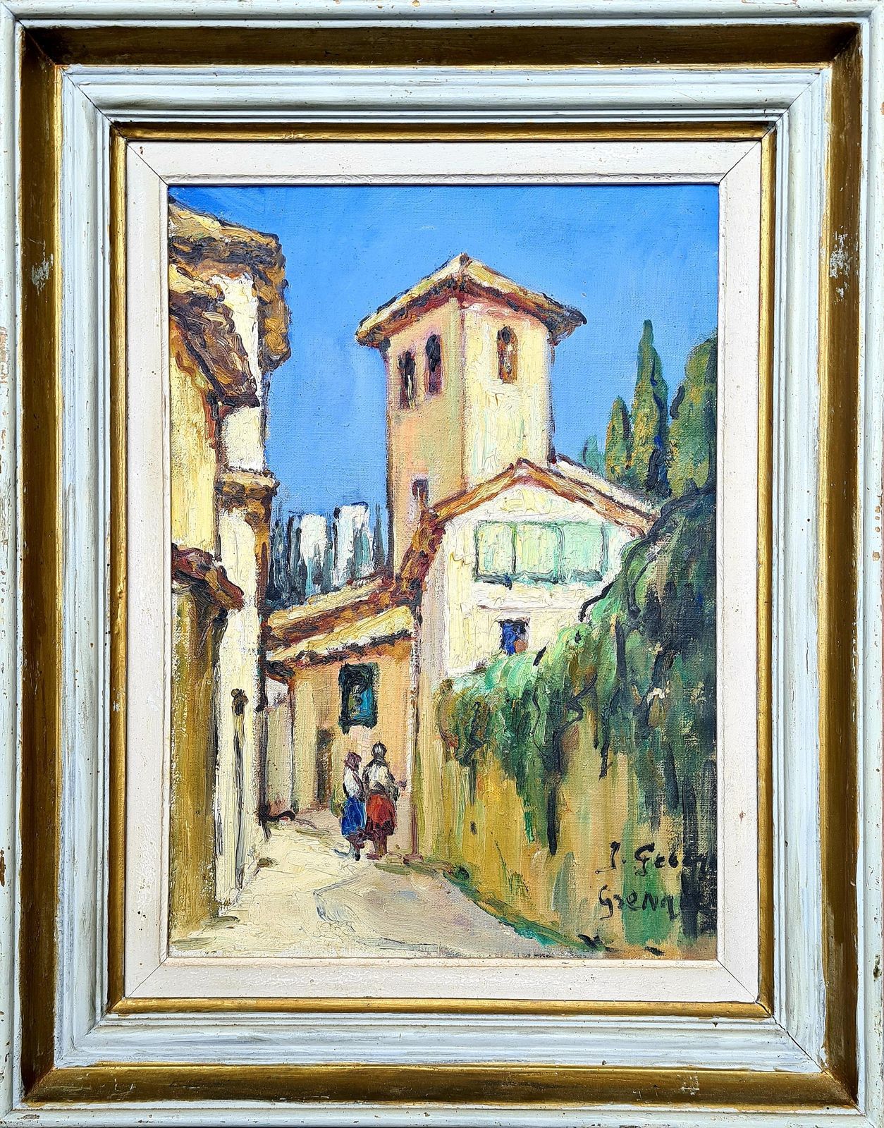 J Georgesmid 20th Century Oil On Canvas View Of Grenada