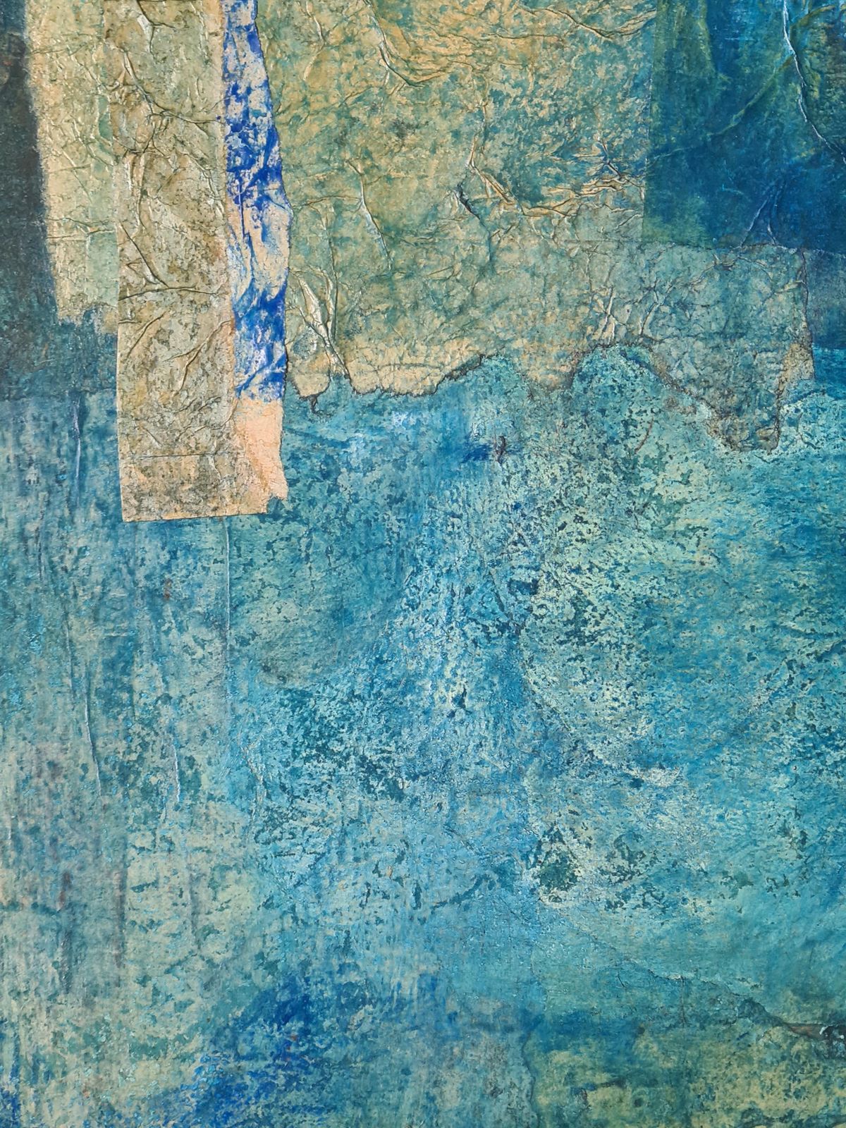 French Mixed Media Abstract Expressionist, 'Symphony In Blue And Red' From 1992 By Danièle Jaquillard photo for sale