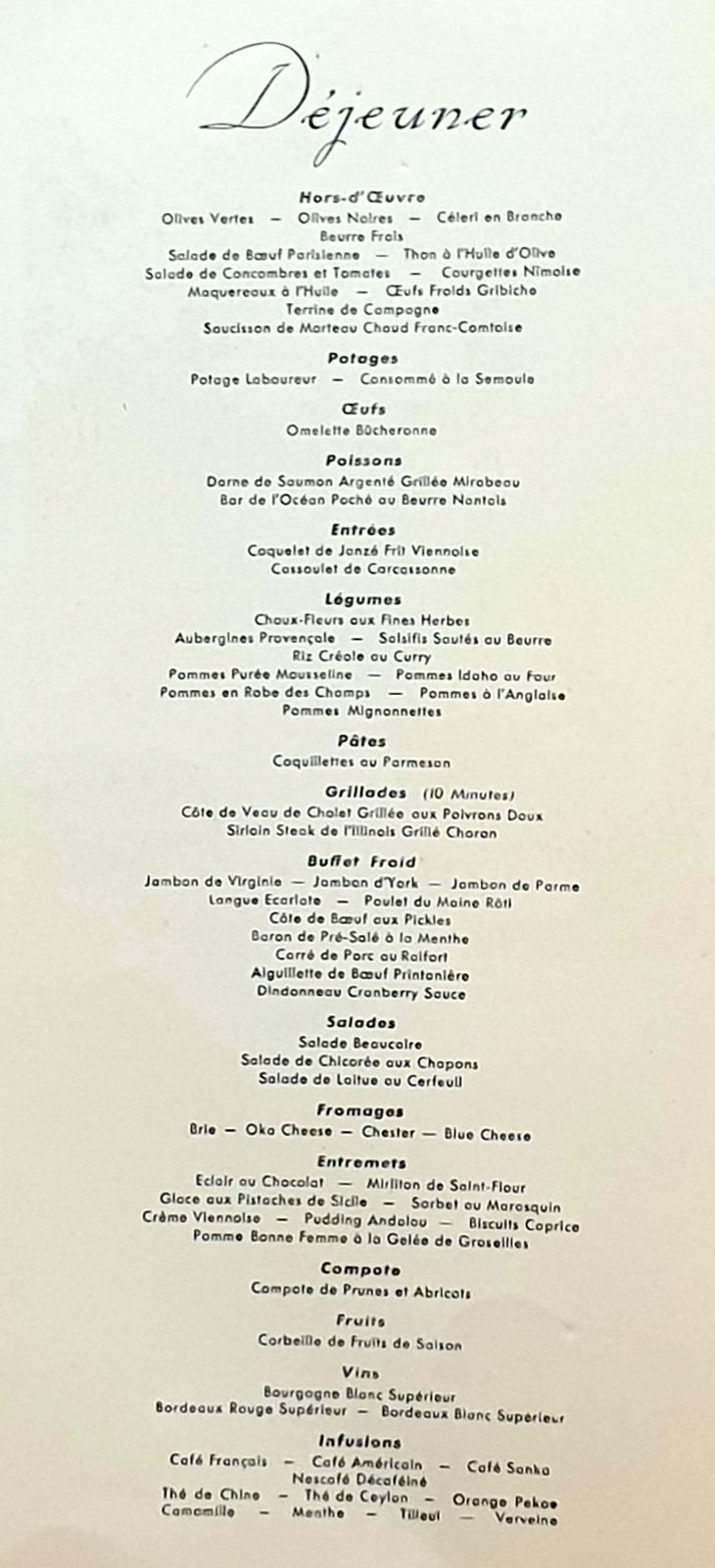 Art Jean Merciermid Century Original Printed Menu, Transatlantic French Line, 'Ile De France'.1956 photo