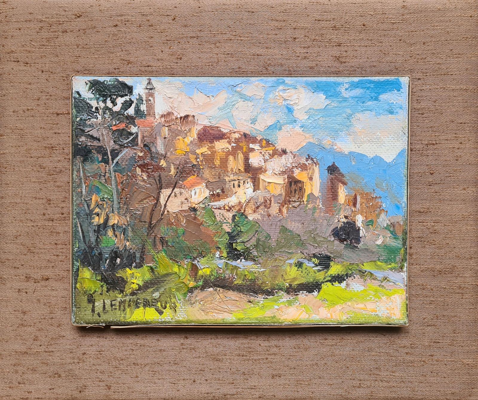 Saint Paul De Vence, Mid Century French Impressionist Oil On Canvas, The Village Perché, By Jules Gustave Lempereur