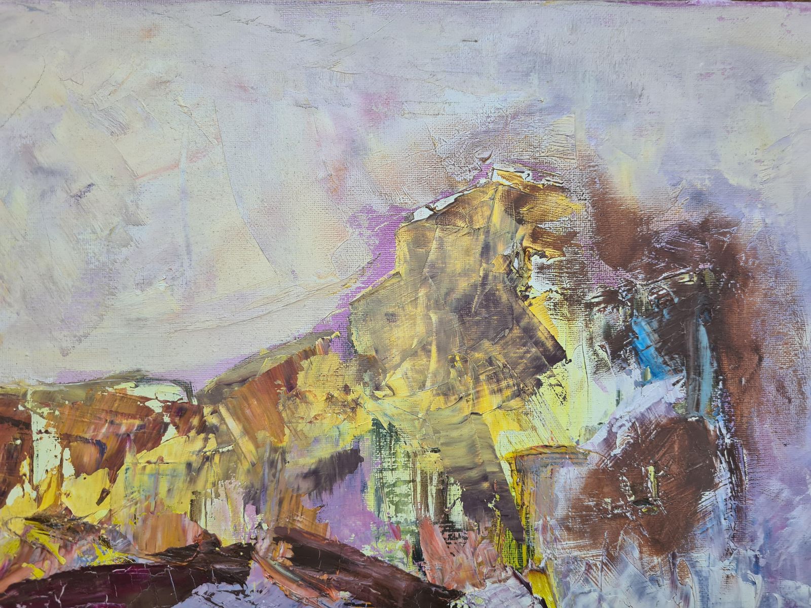 Gisele Grant Gapailmid Century French Expressionist Oil On Canvas, Rêve Mauve1973 photo buy