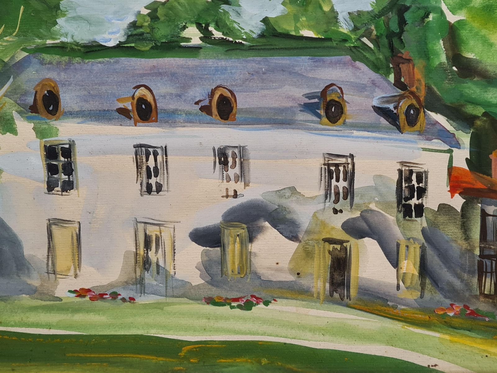 Minette Dropsymid 20th Century French Landscape, Watercolour, The Bastide photo for sale