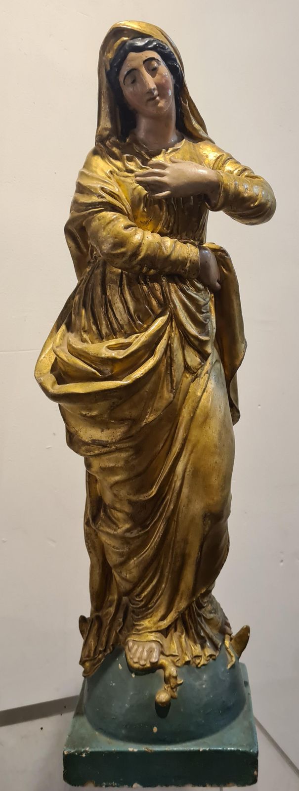 Unknownfrench Polychrome And Gilded Statue Of The Virgin Mary1880s