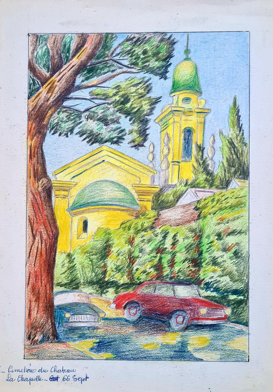French Mid Century Drawing, 'Ligne Claire' After Hergé, Nice, South Of France1969 photo furniture