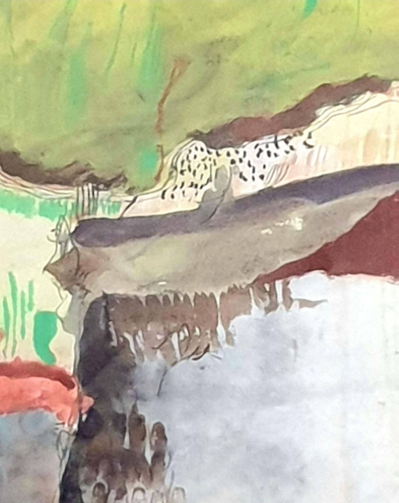 Abstract Expressionist Acrylic And Oil On Paper From 1972 Byjoep Goeting photo vintage