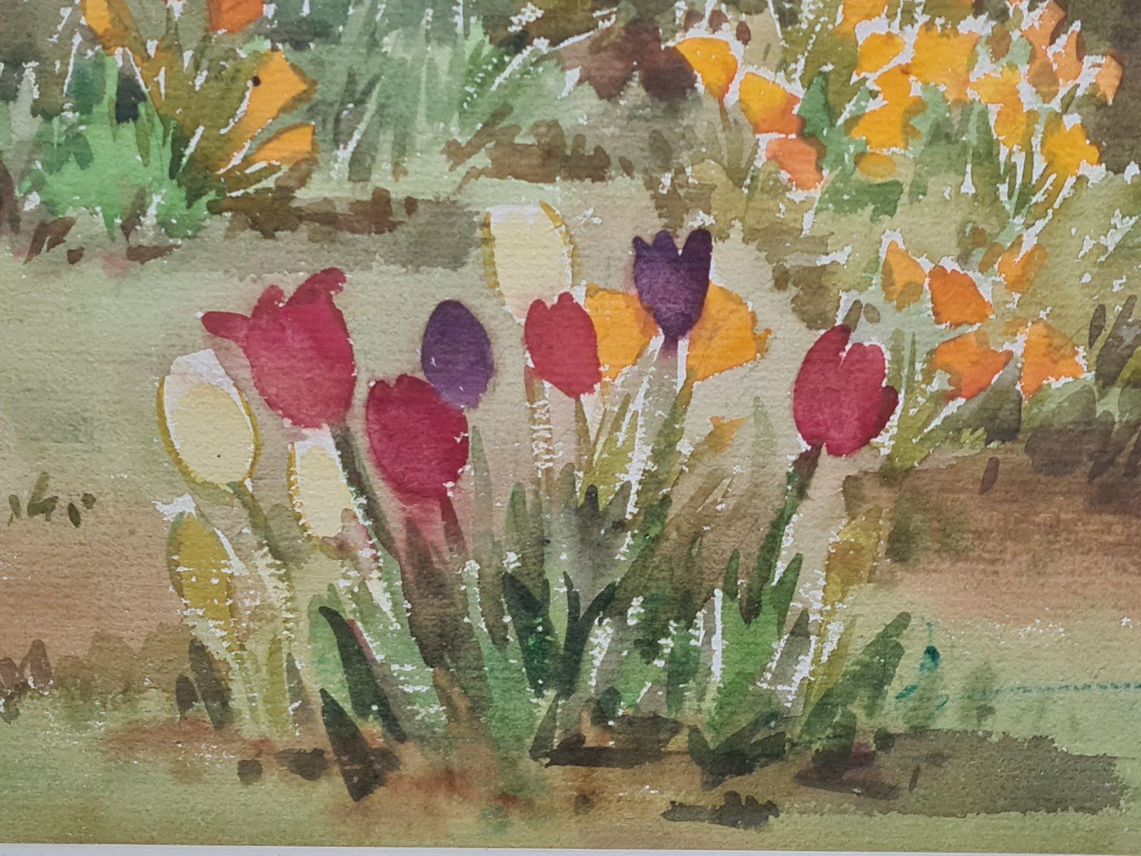 Impressionist Mediterranean Garden In Summer. Gouache & Watercolour On Paper By Songa photo Art