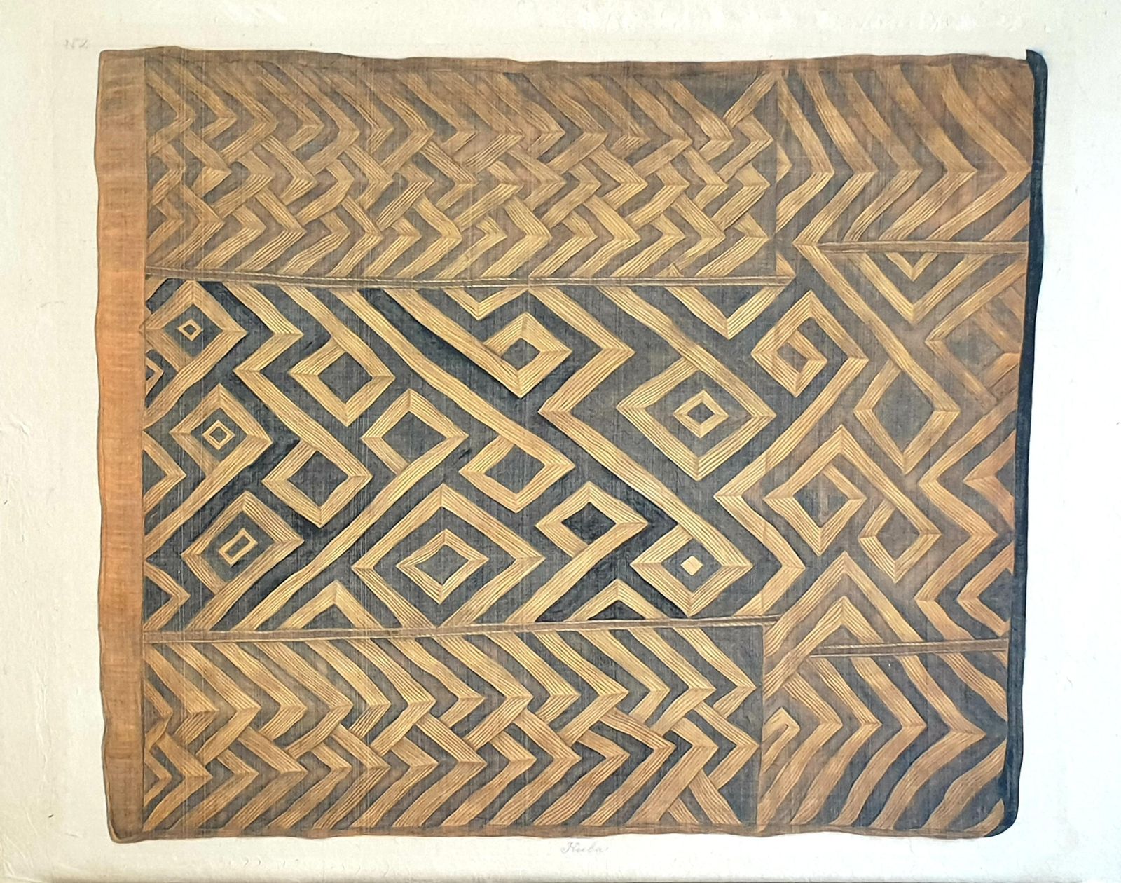 La Roche Laffitte, Painting Of An Antique Caucasian 'Kuba' Tribal Item, Watercolour On Silk