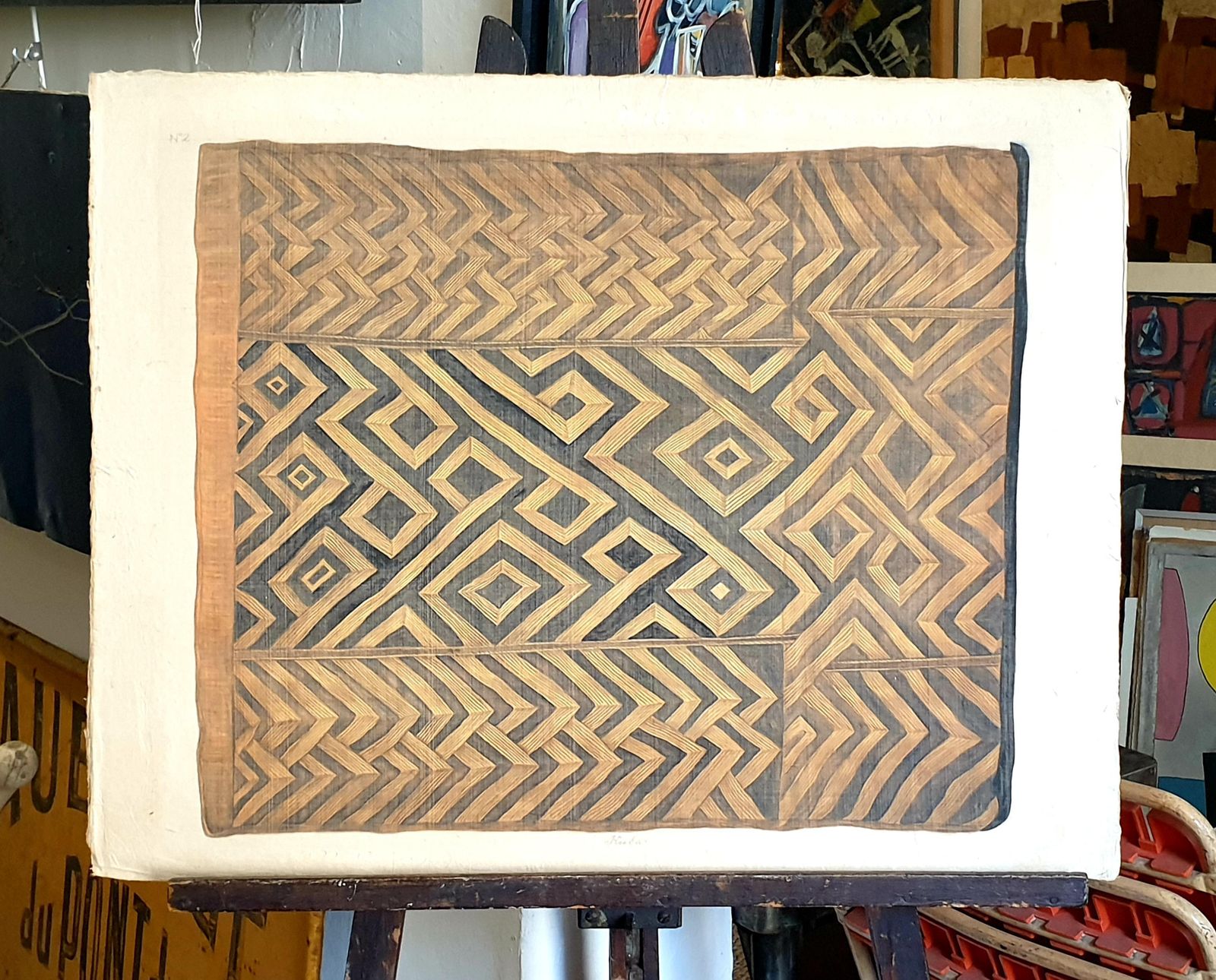 photo vinterior La Roche Laffitte, Painting Of An Antique Caucasian 'Kuba' Tribal Item, Watercolour On Silk