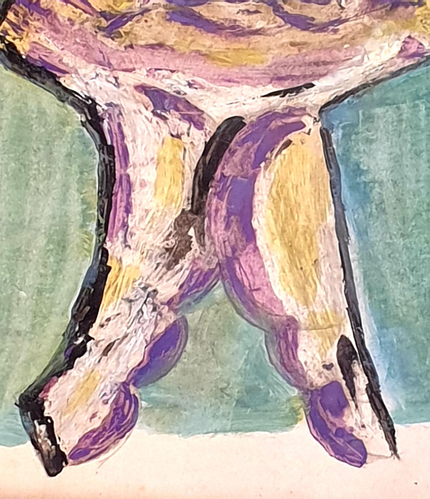 Abstract Expressionist Cobra Style Fantastical Figure. Acrylic On Card By A Nuchy photo vintage