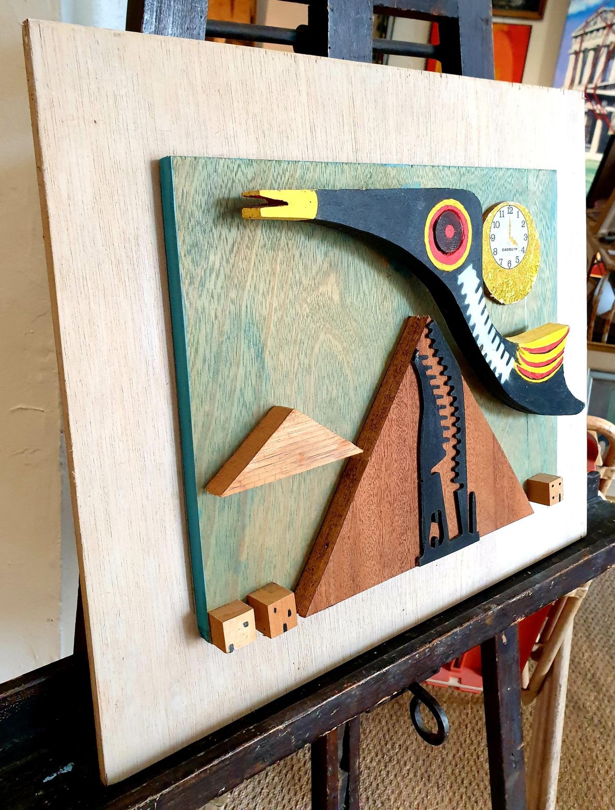 photo vinterior Derek Carruthers Surrealist Mixed Media Sculptural Assemblage, 'Toucan'.