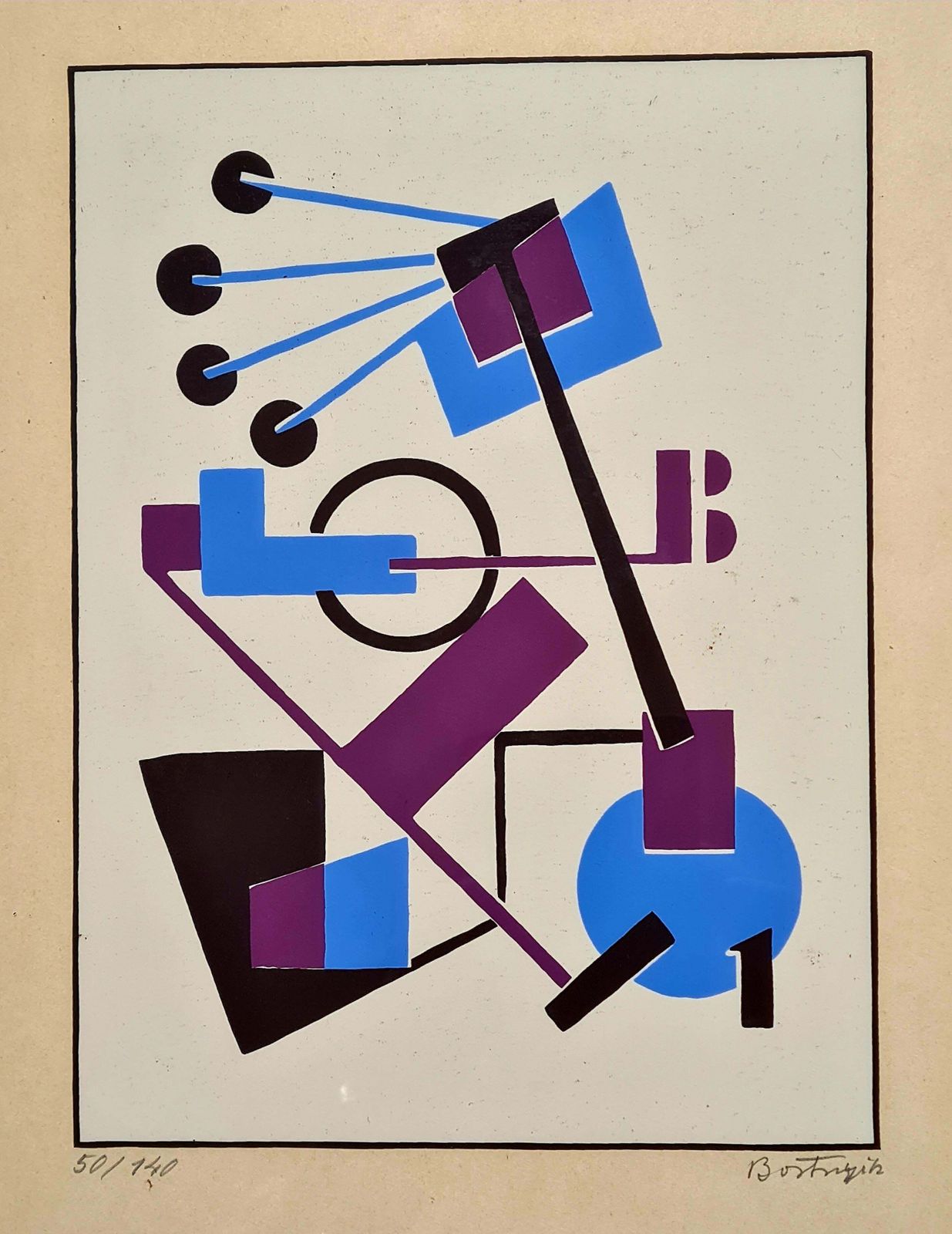 Sándor Bortnyik Constructivist Abstract Lithograph From Album Ma From 1921 (1921/1970)