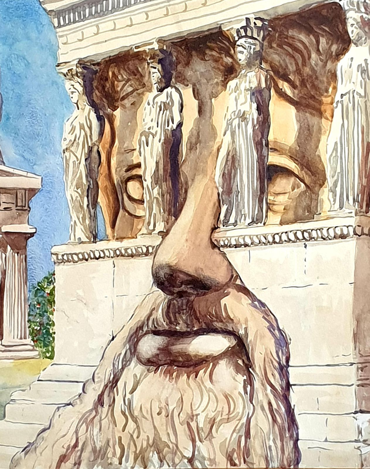 Derek Carruthers Surrealist Watercolour/Gouache On Paper. 'The Birth Of Sculpture''1986 photo Art