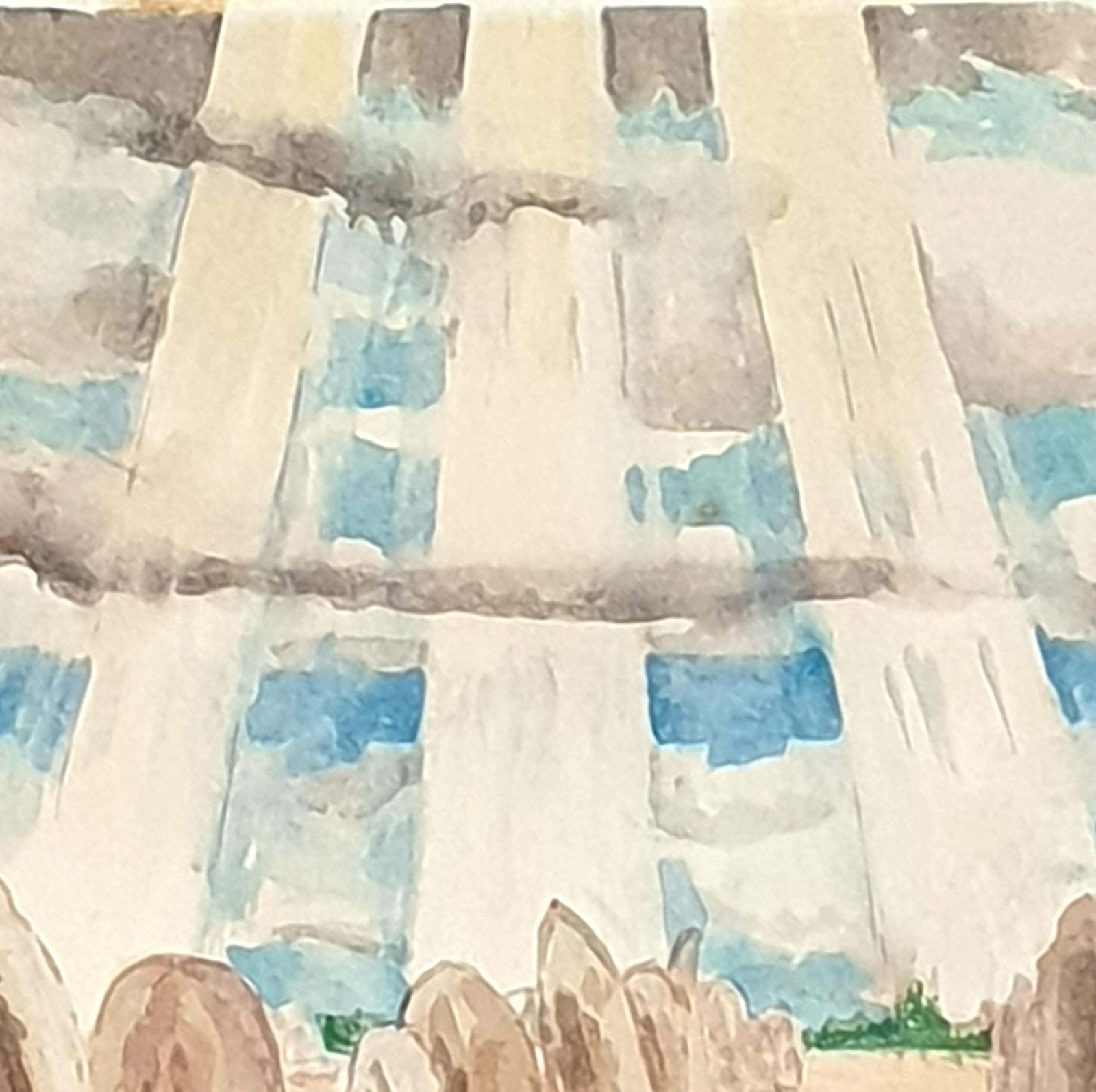 photo for sale Derek Carruthers Late 20th Century Surrealist Gouache On Paper. 'Stones'.1985