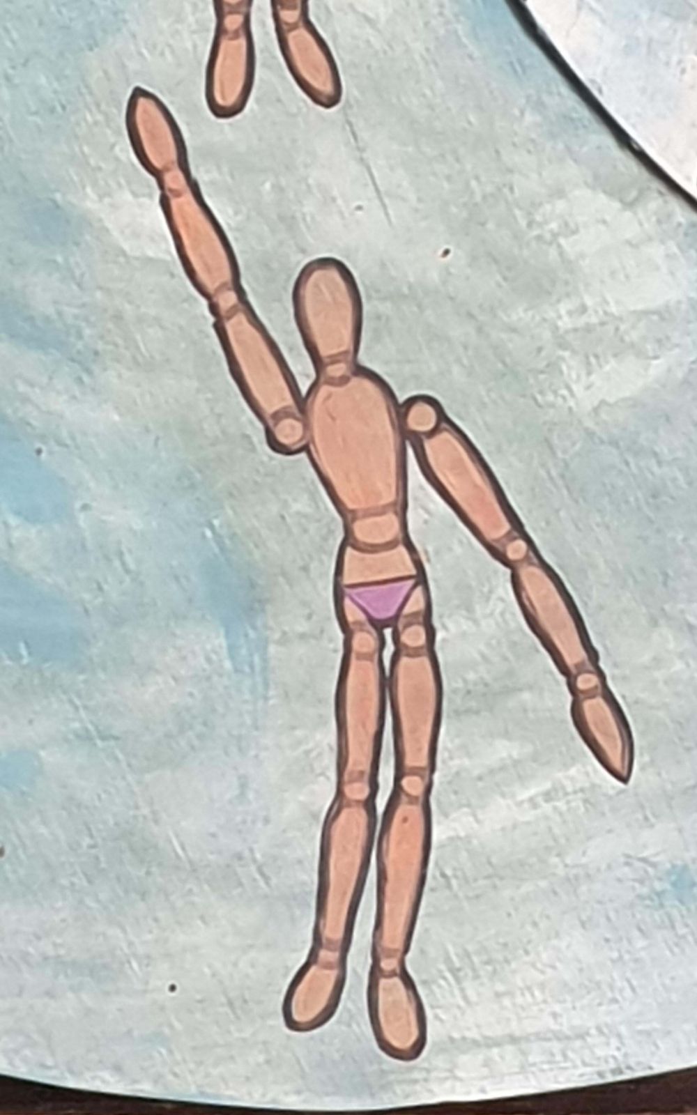 Derek Carruthers 3 Dimensional Sculptural Surrealist Acrylic On Board. 'Swimfest'. photo for sale