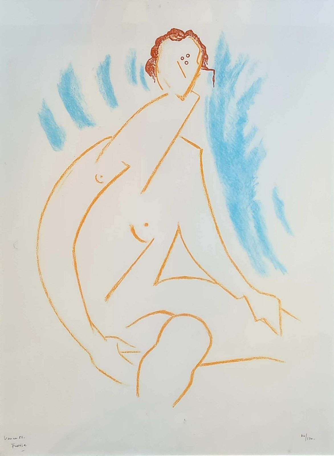 Wilhelm Freddie, Avant Garde Surrealist Abstract Female Nude, Signed Limited Edition Lithograph (1988)