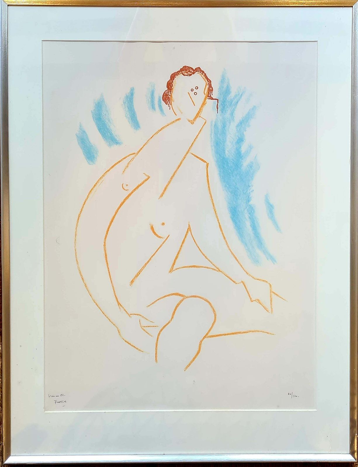 Wilhelm Freddie, Avant Garde Surrealist Abstract Female Nude, Signed Limited Edition Lithograph (1988) photo furniture