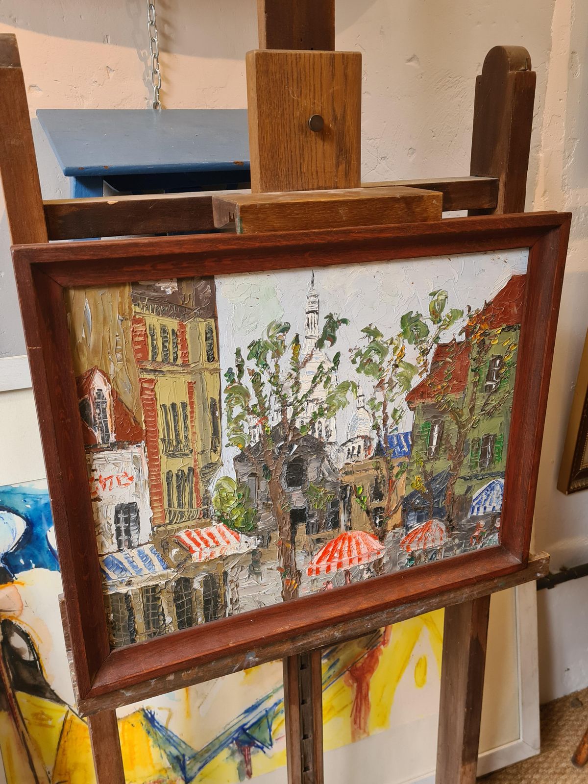 photo furniture Bernard Vivier, French Expressionist Oil, La Place Du Tertre Montmartre And Sacrè Coeur Paris. (1960s)