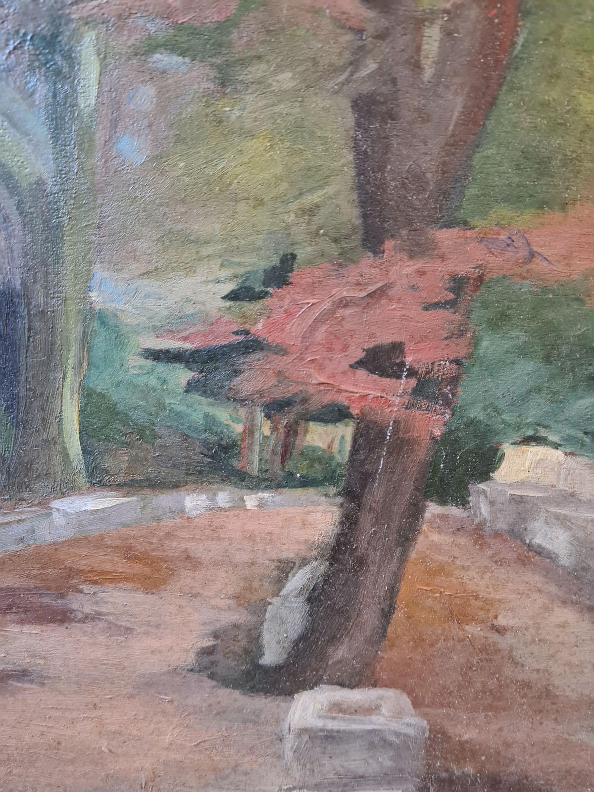French Impressionist Oil On Board, Wooded Landscape, The Terrace Of The Chateau (1920s) photo Art