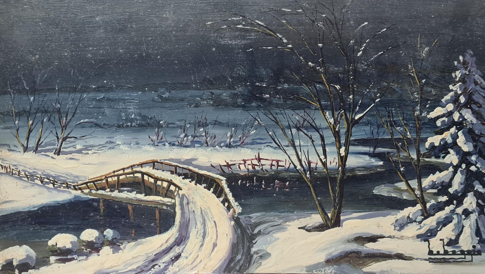 Boggioa Christmas Winter Wonderland, Barbizon School Snowscape.