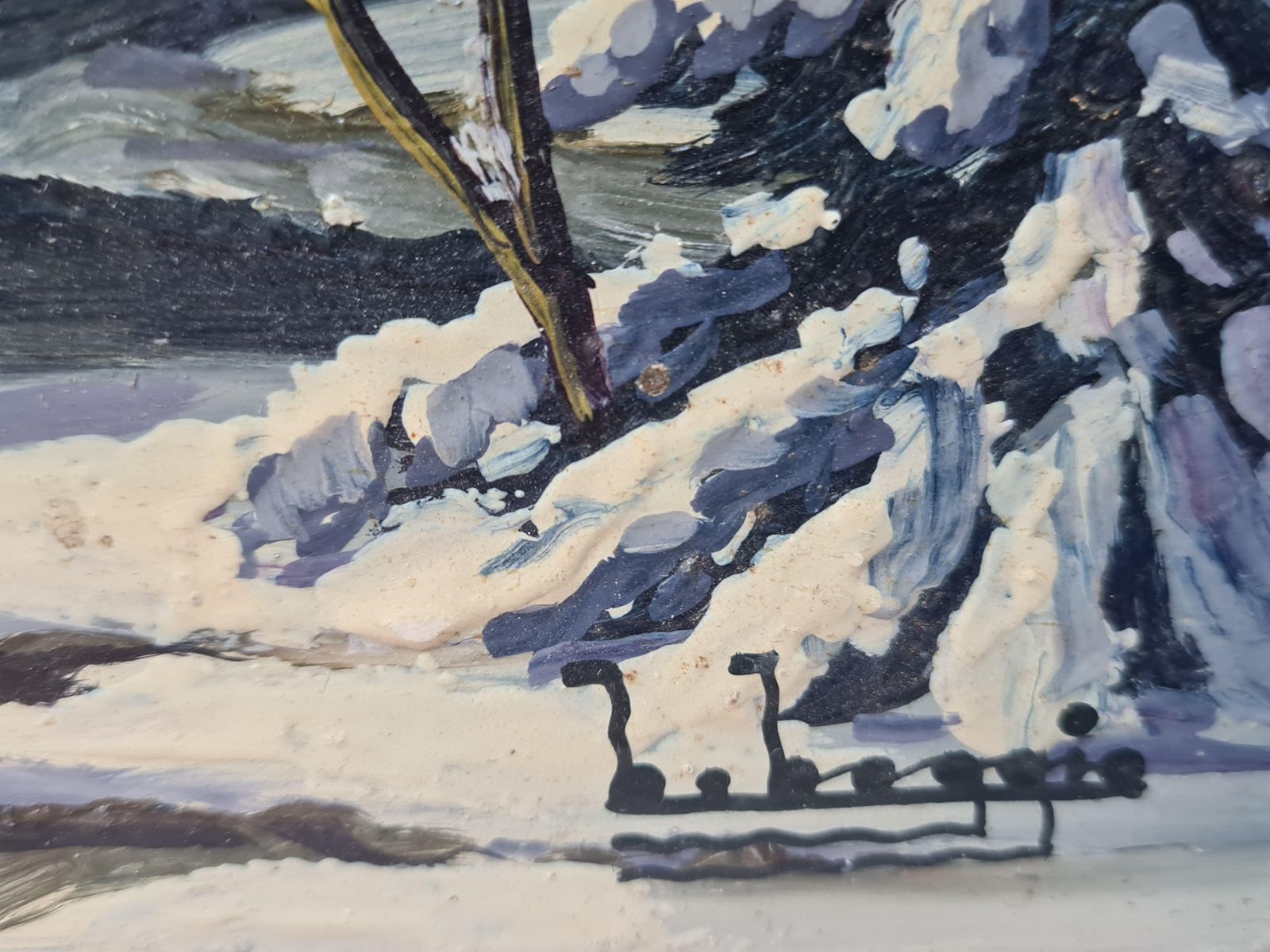 Boggioa Christmas Winter Wonderland, Barbizon School Snowscape. photo furniture