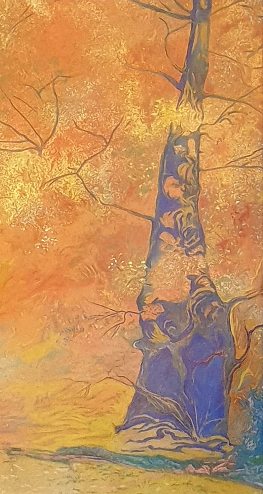 Francis Besson 'Forest In The Fall', Contemporary Impressionist Pastel, Homage To Gustave Klimt2018 photo for sale