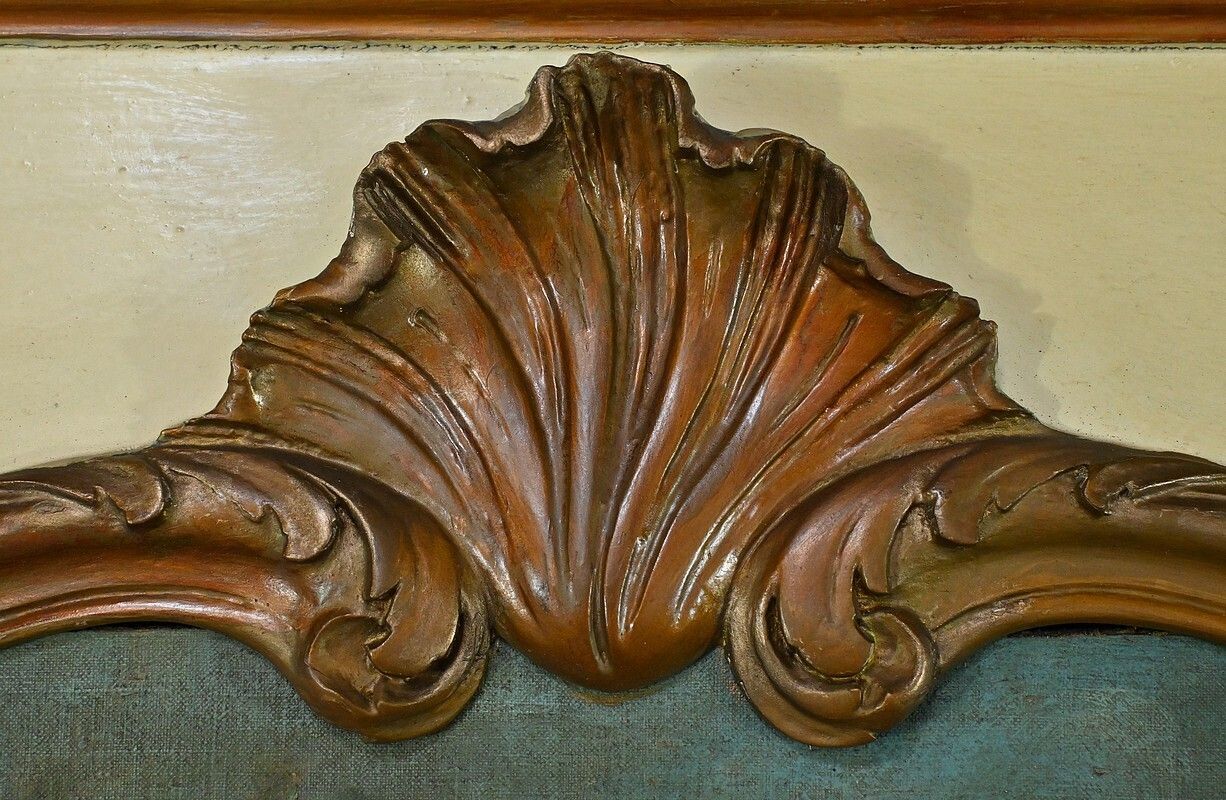 Painted Wooden Trumeau Mirror, Louis XV Style – Late 19th Century photo vinterior