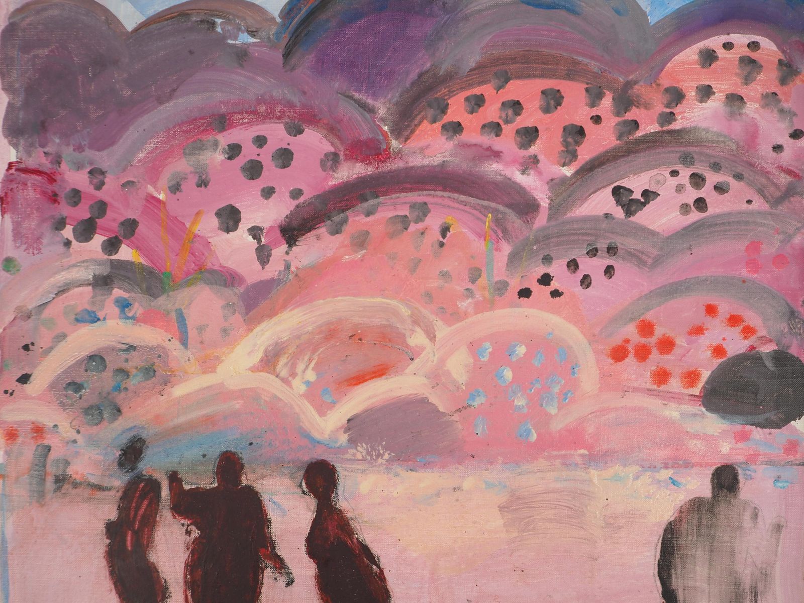 Albert Zavaro Figures In A Fauvist Landscape   Original Oil On Canvas, Signed 1965 photo buy