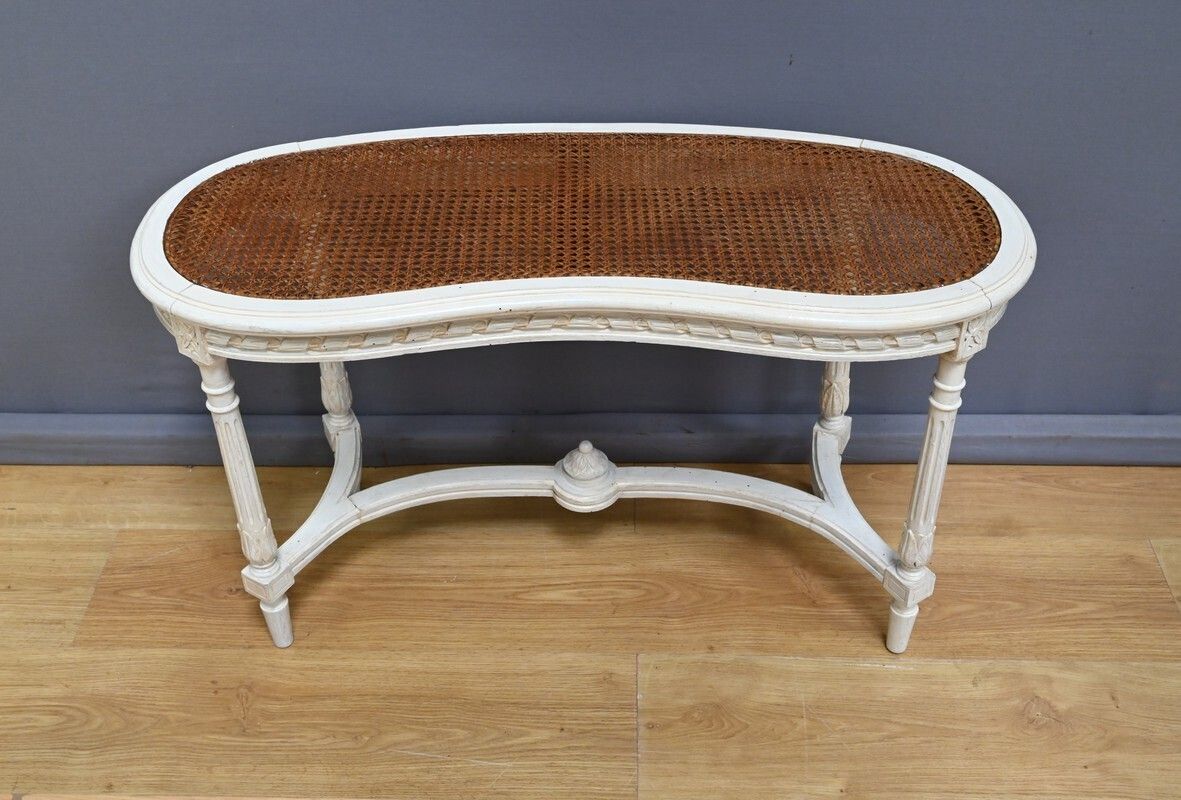 Painted Wooden Piano Bench, Louis XVI Style – Late 19th Century photo vinterior