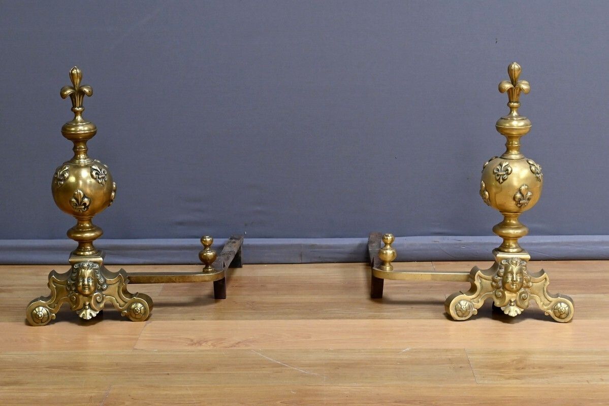 Pair Of Gilt Bronze Andirons – Part 1 Of The 19th Century photo furniture