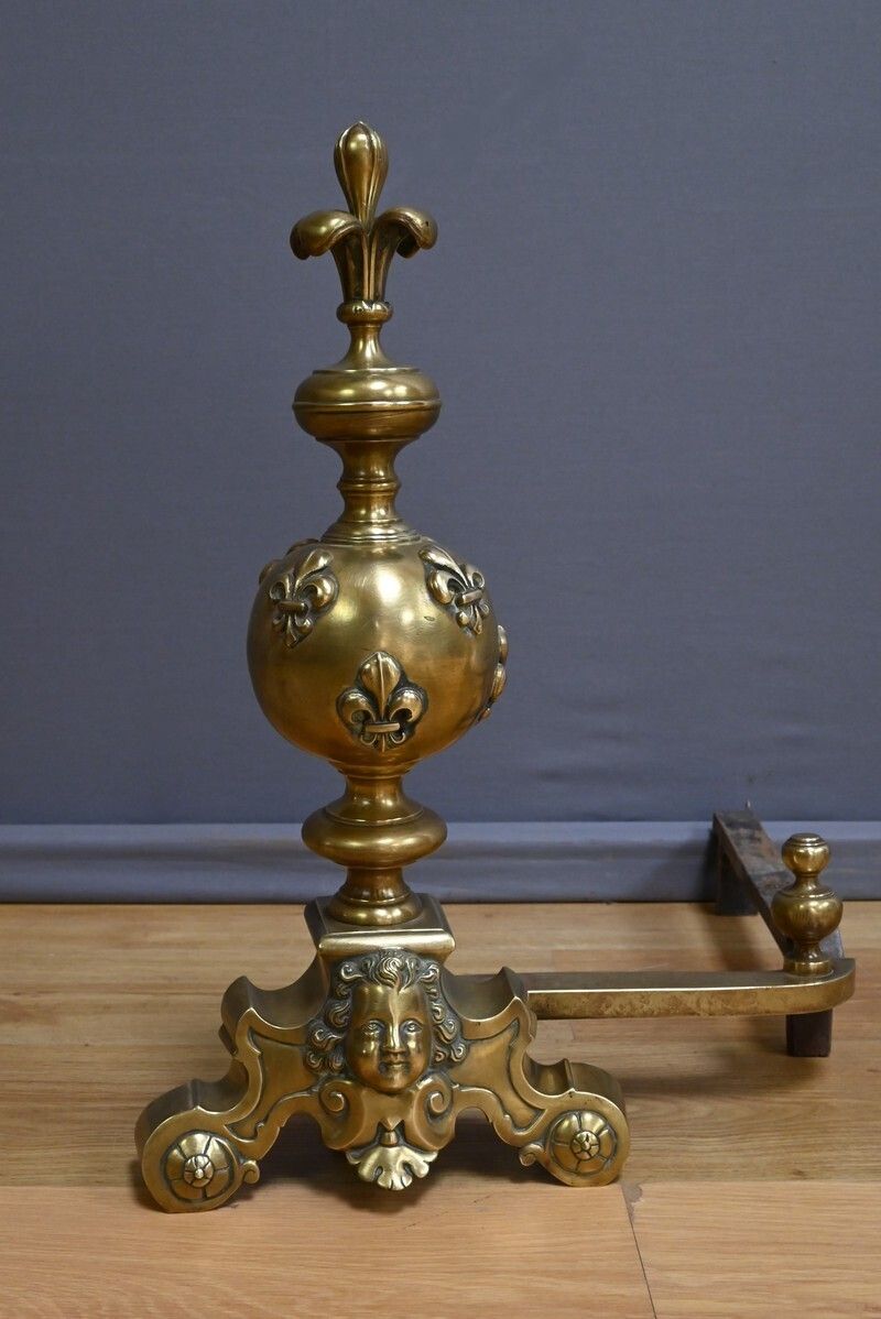 Pair Of Gilt Bronze Andirons – Part 1 Of The 19th Century photo 1210.0