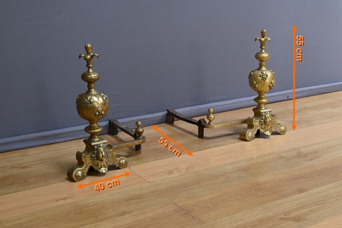 photo vintage Pair Of Gilt Bronze Andirons – Part 1 Of The 19th Century